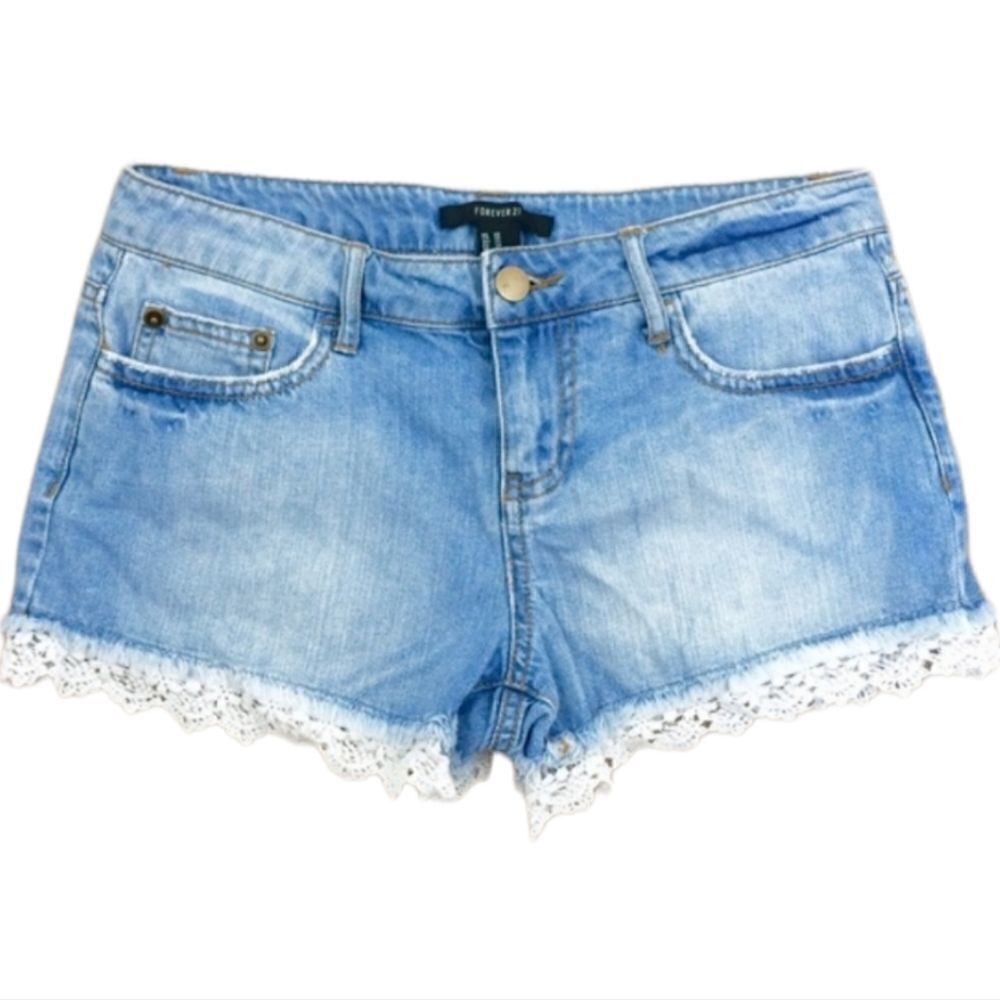 Forever 21 jean shorts with lace trim